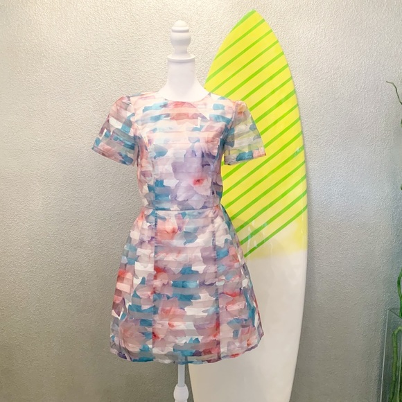Oasis Water Color Floral Print Dress - Picture 1 of 12